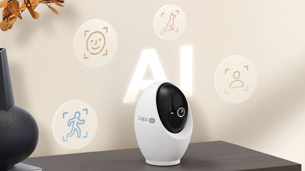 C260 camera on grey surface with AI graphics illustrated around it.