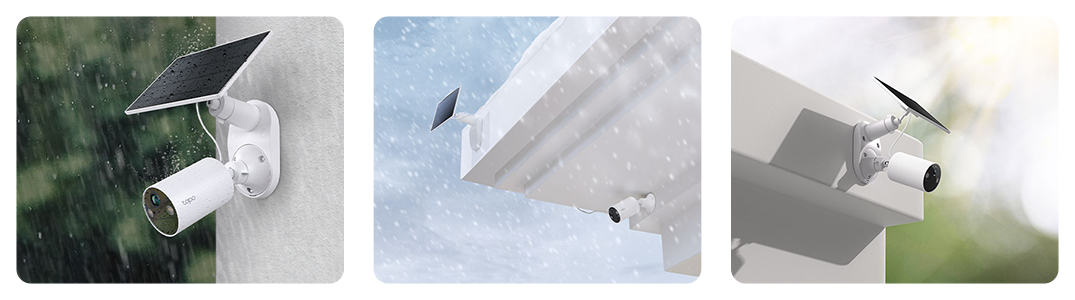 Three C410 kit scenarios in rain, snow and sunny weather conditions.