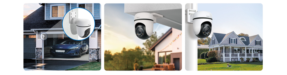 Three home scenarios of wave, eave and pole mounting options.