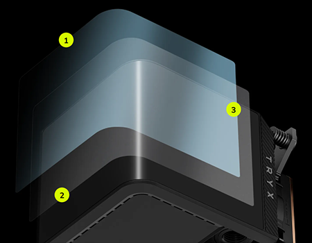 PANORAMA WB CPU water block with Anti-Glare coating, Full Adhesion Technology & tempered glass cover.
