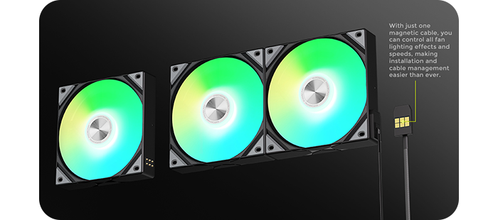 Visual showing magnet next to fans