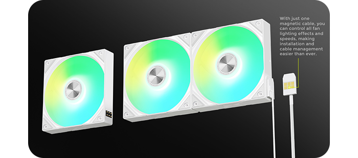 Visual showing magnet next to fans