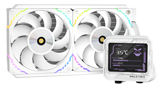 V240 AMD/Intel AIO CPU Liquid Cooler with LCD Screen from Valkyrie.