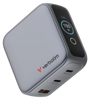 Mini GaN 3-Port USB-C/USB-A Charger with Display from Verbatim.