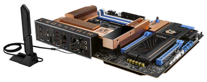 Motherboard laying flat with Q-Antenna connected
