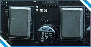 Close up of the NITRO+ motherboard DDR5 sockets.