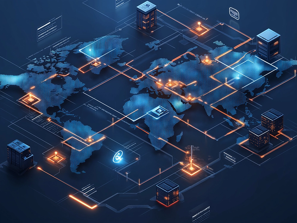 Illustration of datacentres and on-premises hosting management