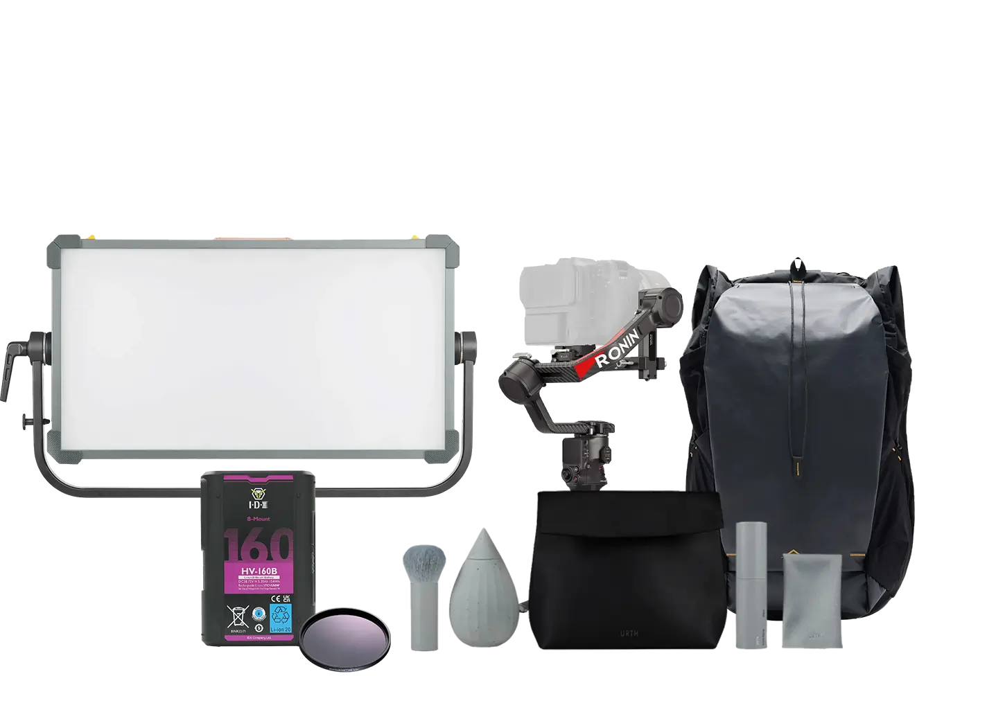 Camera ready to shoot with accessories