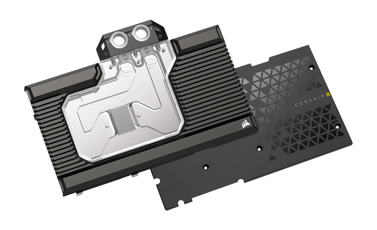 A GPU waterblock replacing the stock heatsink on a graphics card