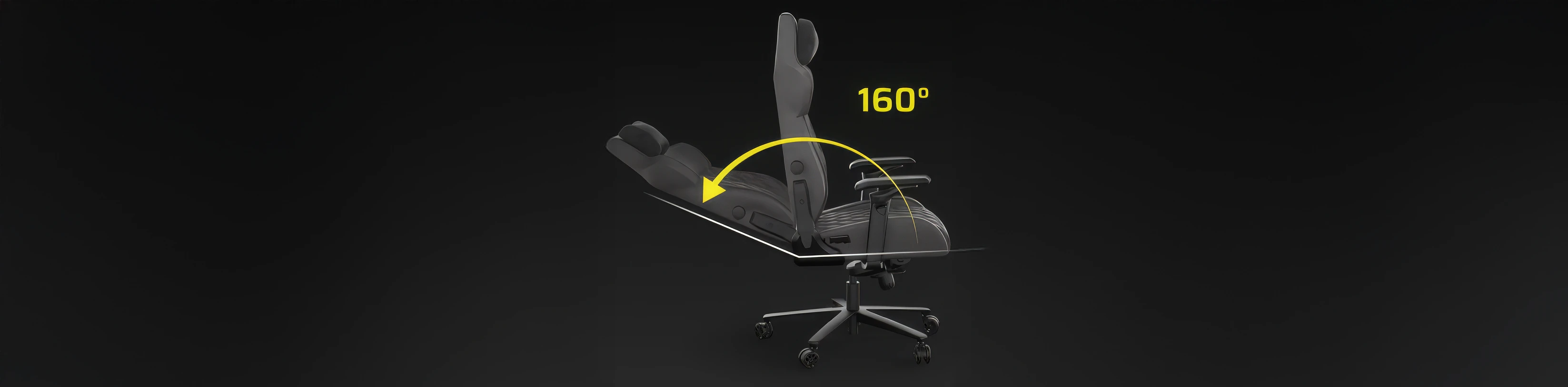 Gaming chair backrest recline adjustment showing full range of motion from upright to flat positions