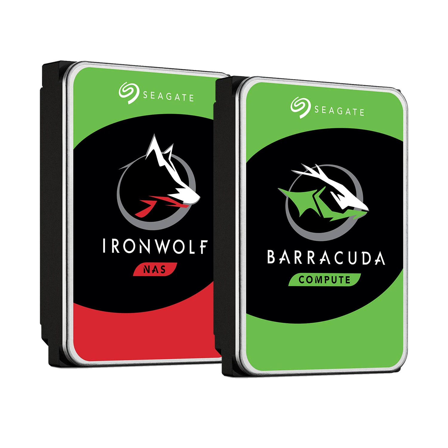 Seagate BarraCuda and IronWolf HDDs showing desktop and NAS drive options