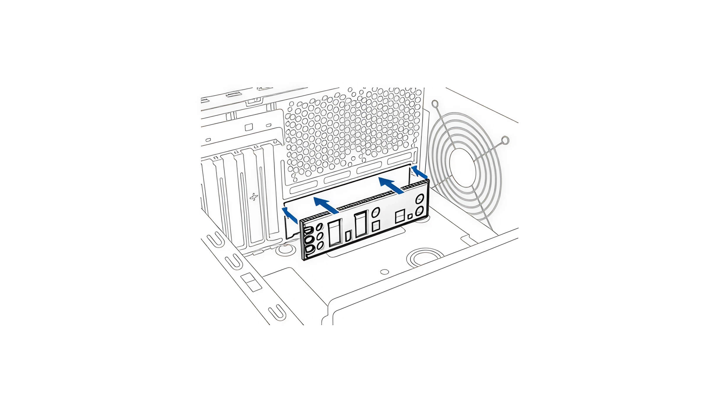 Installing the I/O shield into the PC case