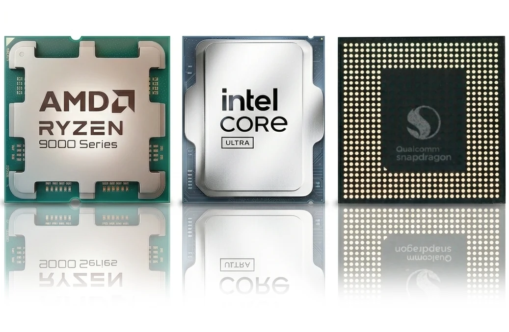 Intel, AMD and Qualcomm processors commonly used in home and office laptops