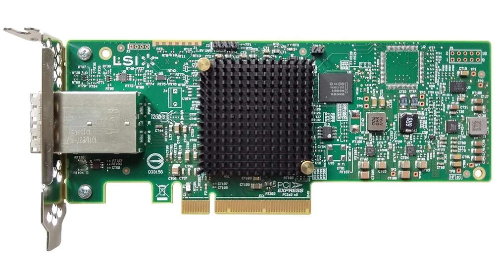 SAS expansion card enabling connection to external drive shelves