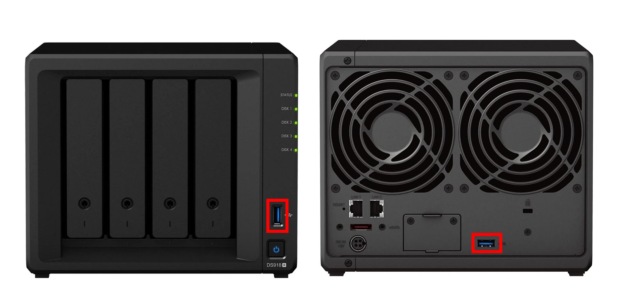 Image of Ethernet port used for NAS network connectivity