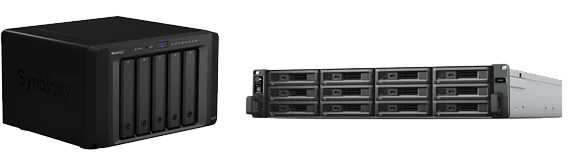 Comparison image of desktop NAS and rackmount NAS enclosures