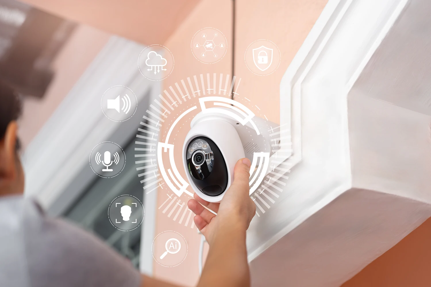 Smart home security system including cameras and sensors