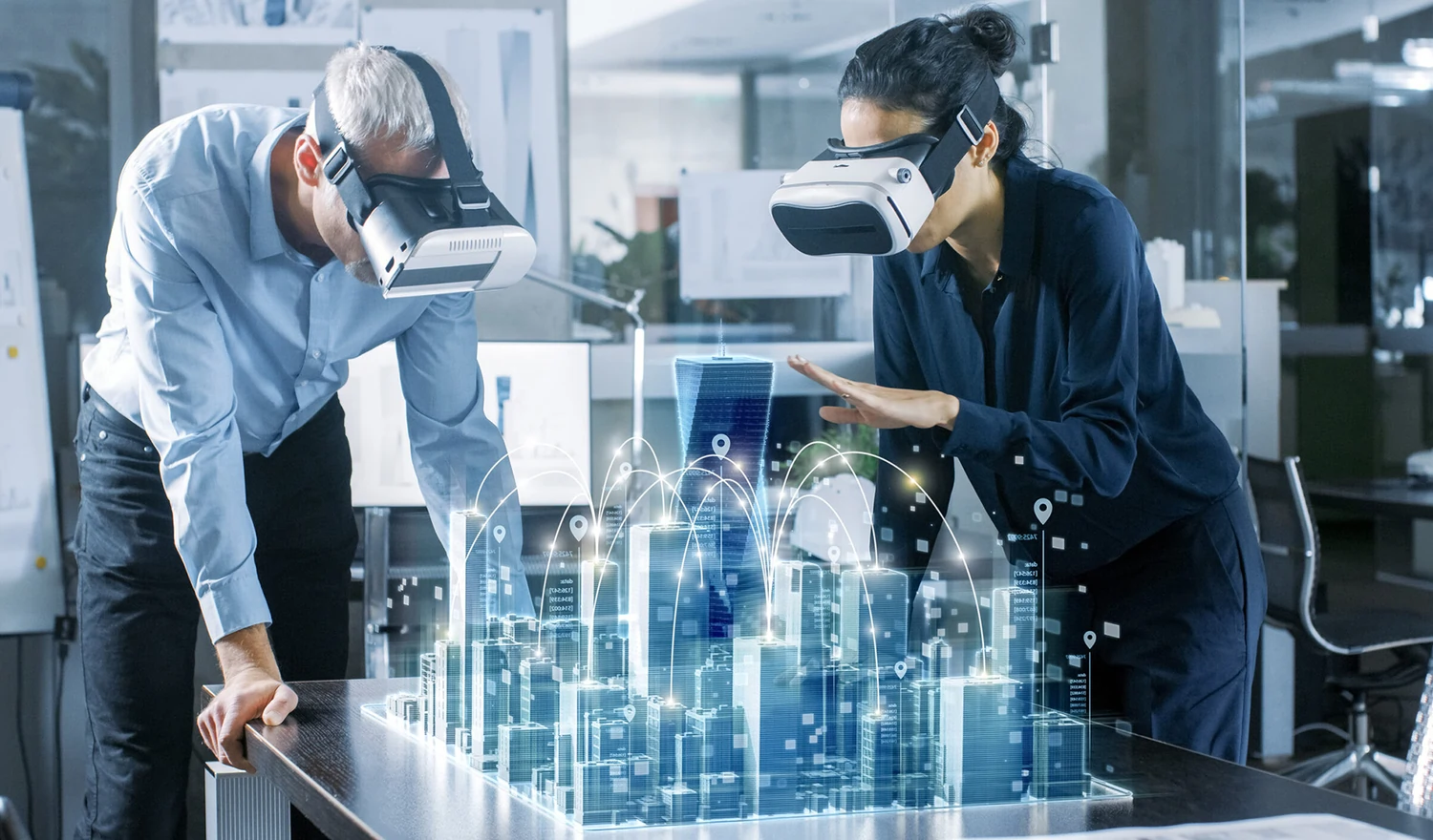 VR walk-through of an architectural building design