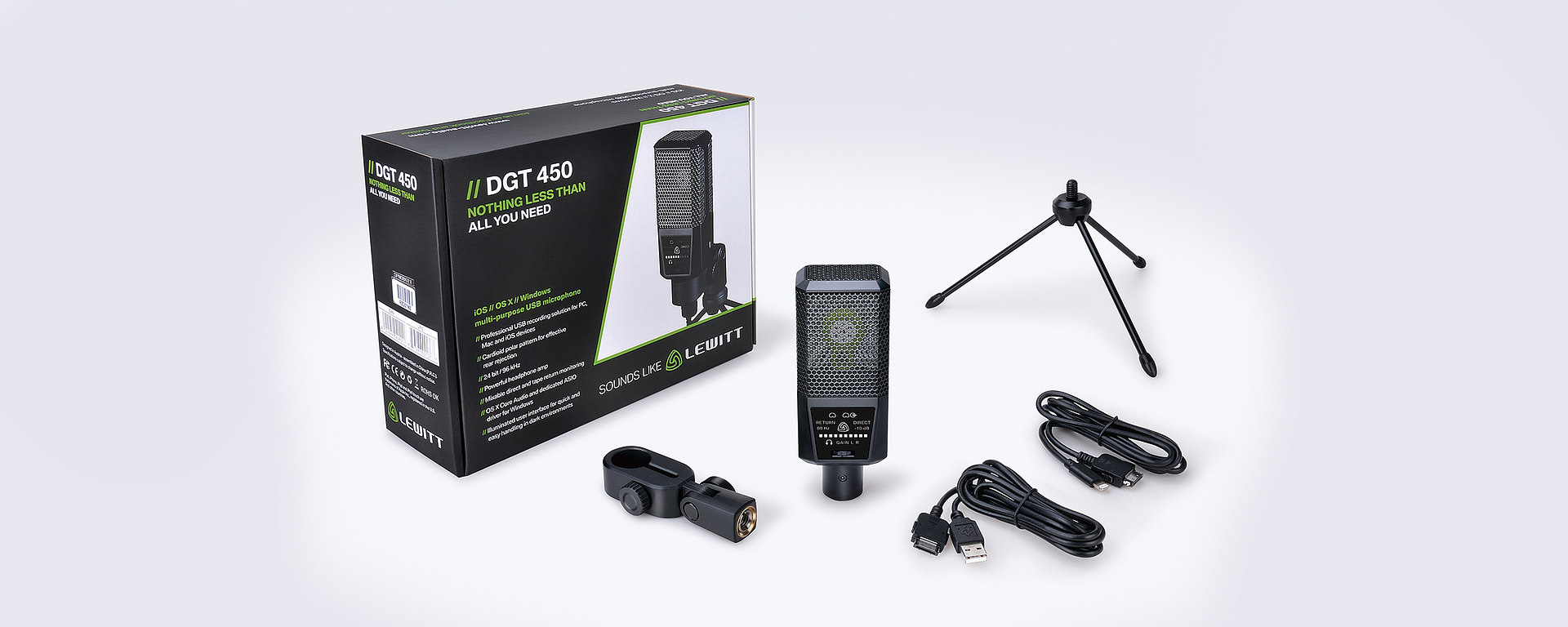 Lewitt DTG 450 USB Box Contents