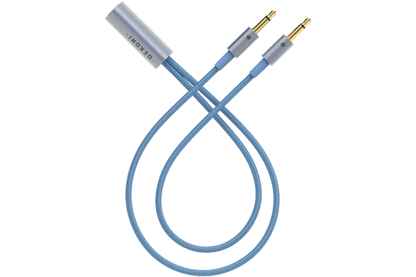 Dekoni Audio Postsplit 3.5mm Connectors with Blue Nylon Woven Jacket