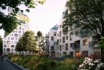 sample render of a street using Chaos ArchViz Collection