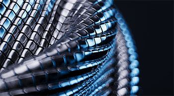 Rendered image of scaled metal chains