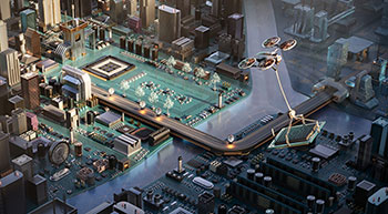 rendered microscope view circuit board pcb