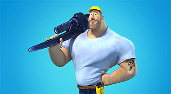 3d model of cartoon construction worker