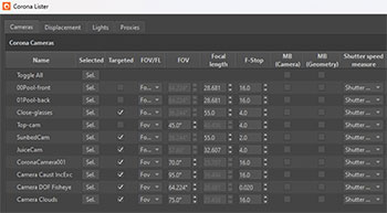 Chaos Corona Lister software window