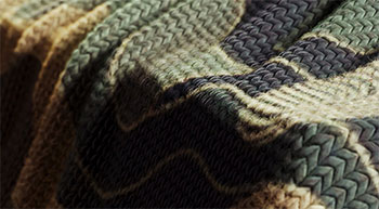 Rendered image of blue and grey woven blanket 