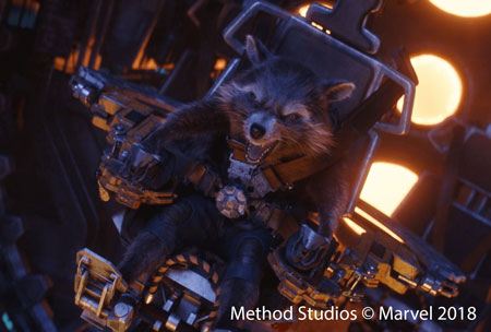 sample render of rocket racoon using chaos vray
