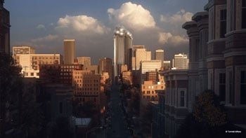 Chaos V-ray rendered simulation Tall american city