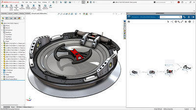 SOLIDWORKS Design CAD and manufacture software screenshot of submarine hatch