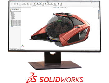 Computer monitor with SOLIDWORKS Design CAD software open