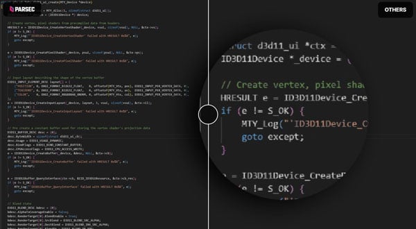 C source code comparison for parsec