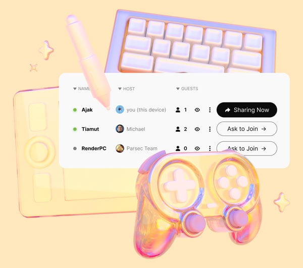  illustration highlighting parsec's social and collaborative features