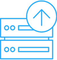 icon of a server stack with an upward-pointing arrow