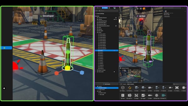 unity studio interface shpowing team editing