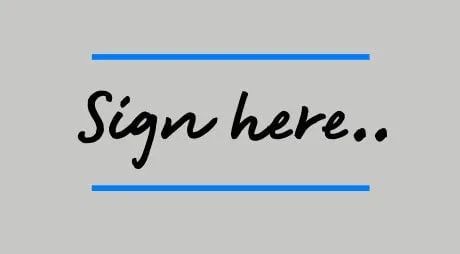 Sign here graphic