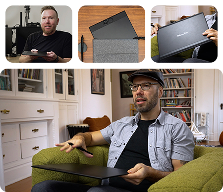 different professionals holding the wacom intuos pro