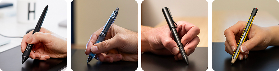 different pens being used with the wacom intuos pro