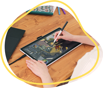 someone drawing on the wacom one 14