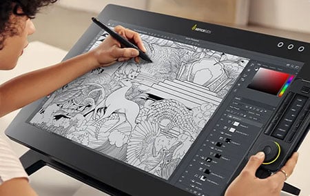 someone drawing on the xencelabs drawing tablet