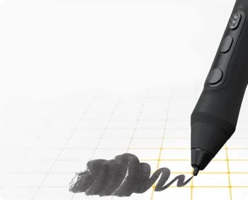 the xencelabs pen drawing directly onto a yellow grid