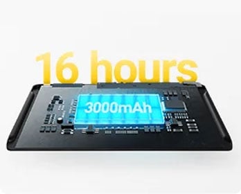 xray image showing the xencelabs tablet battery with 16 hours above it in yellow
