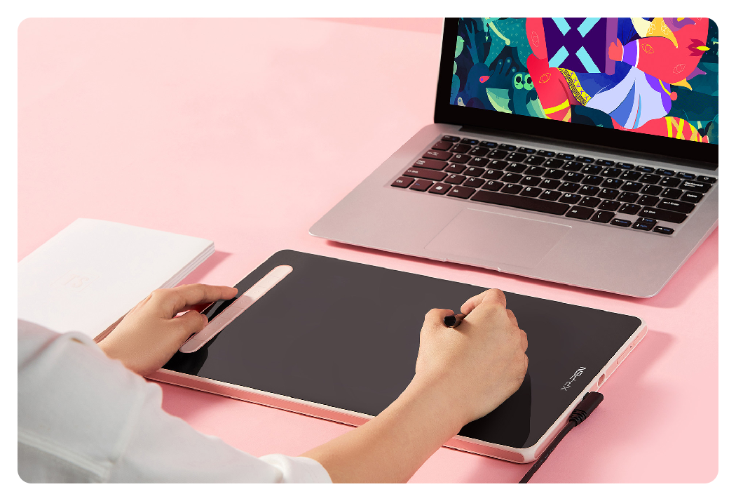 xp pen artist 12 2nd gen being used in tablet mode connected to a laptop