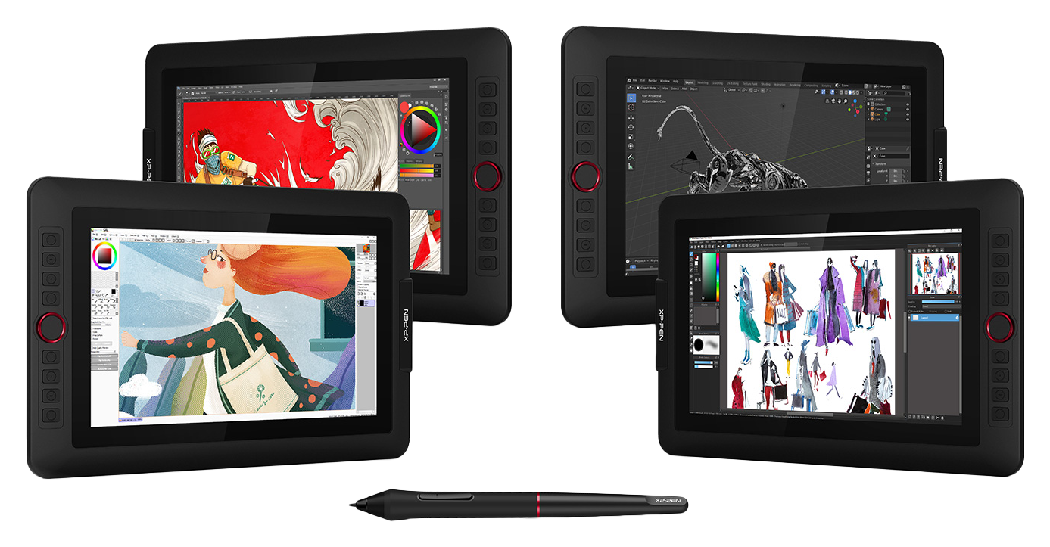 different applications in use on the xp pen artist 12 pro