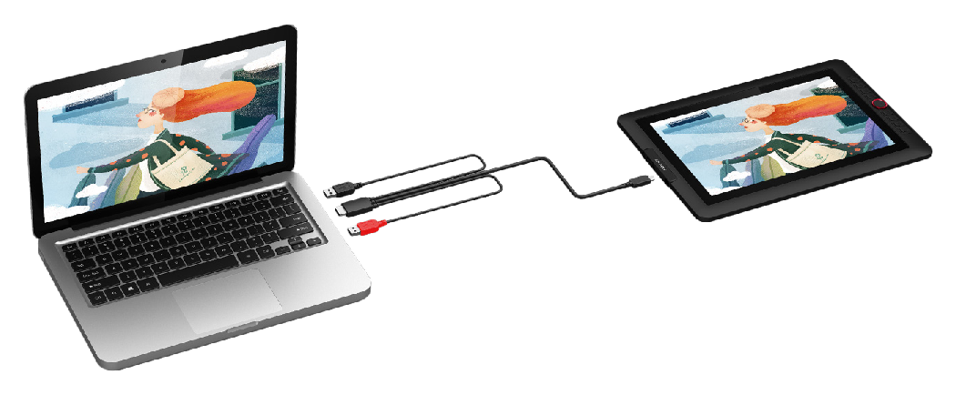 xp pen artist 12 pro connecting to a laptop using a 3 in 1 cable