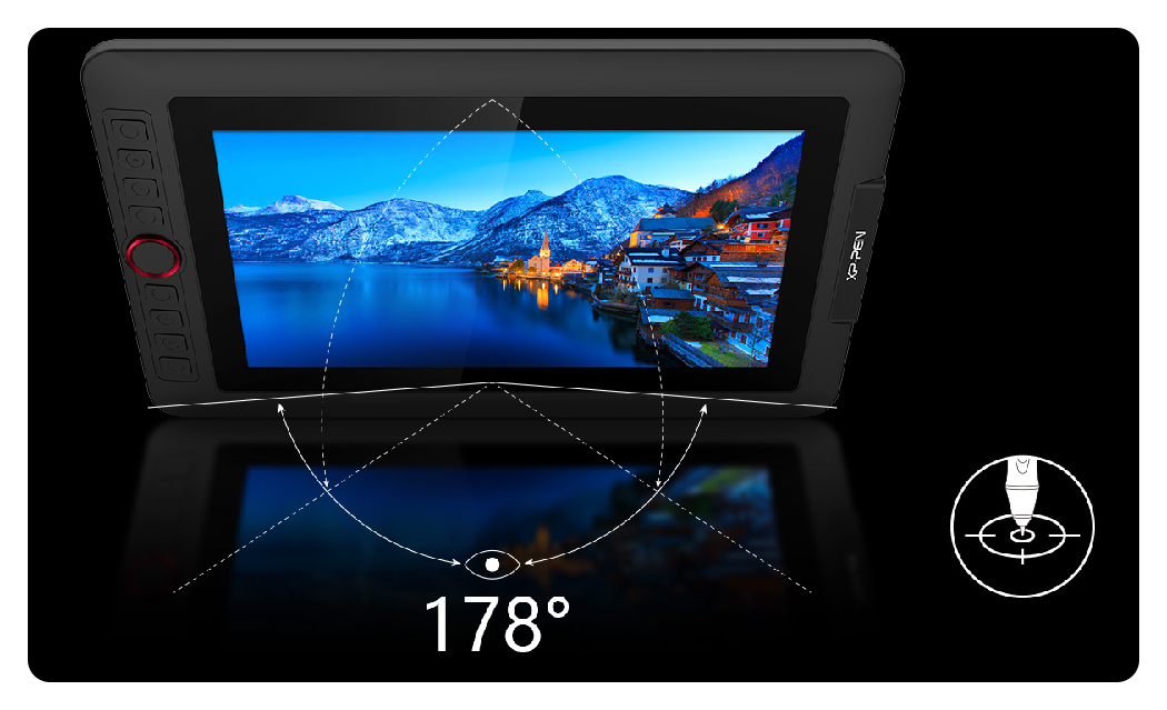 xp pen artist 12 pro stood up right showing the view angle