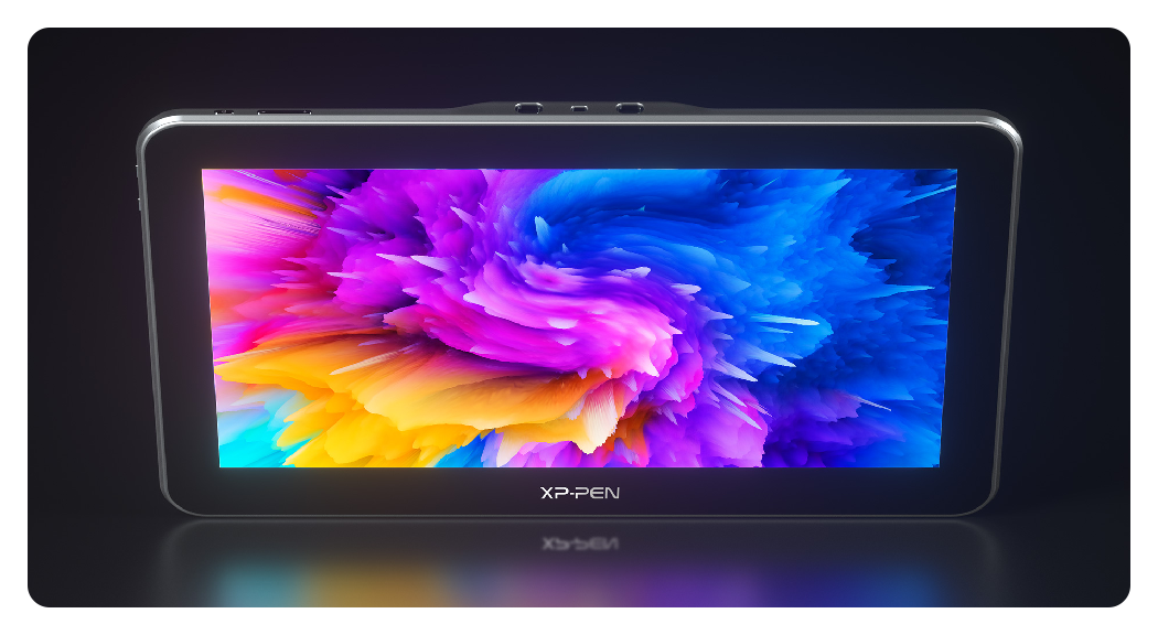 xp pen drawing tablet angled showing colour gamut